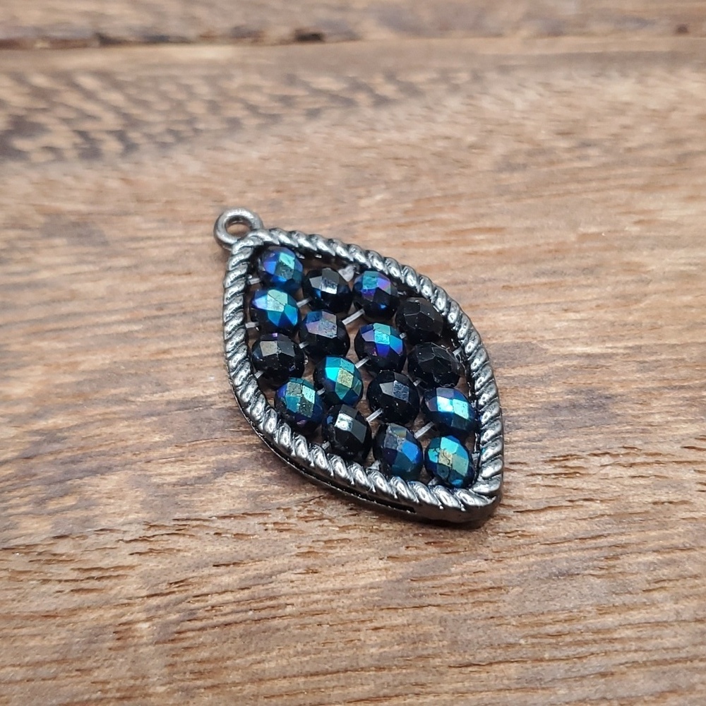 Blue ice sparkle teardrop pendant
